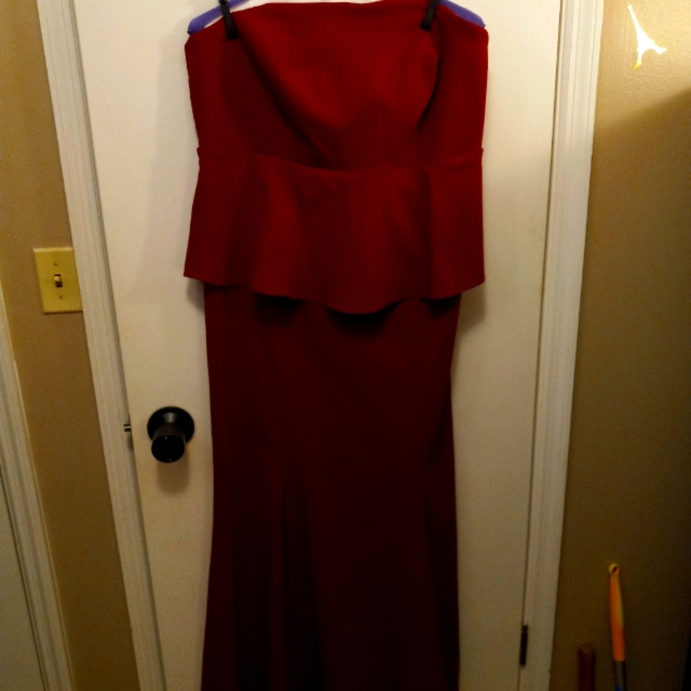 Burgundy strapless beautiful floor length dress